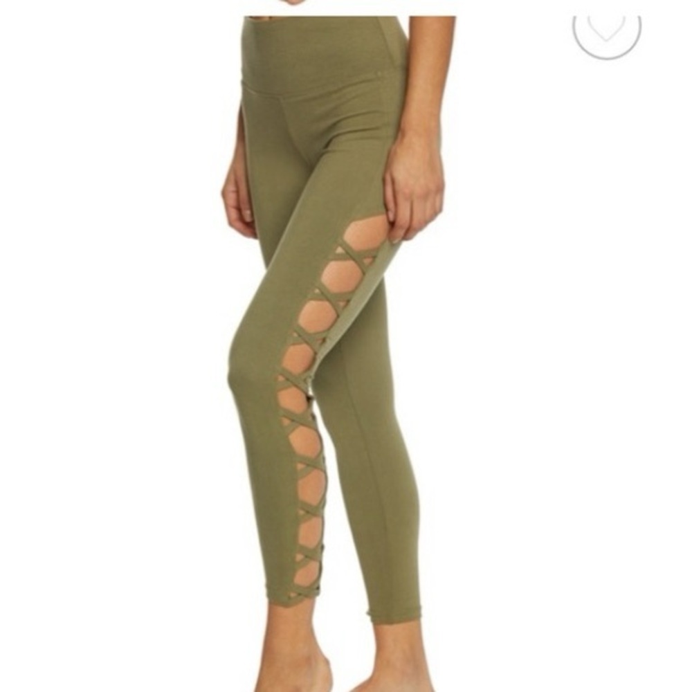 NWT Balance Collection Lattice Lace Leggings Olive Green Size XS 7/8 Length
